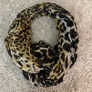 Yves Saint Laurent Black and Tan Animal Print Scarf